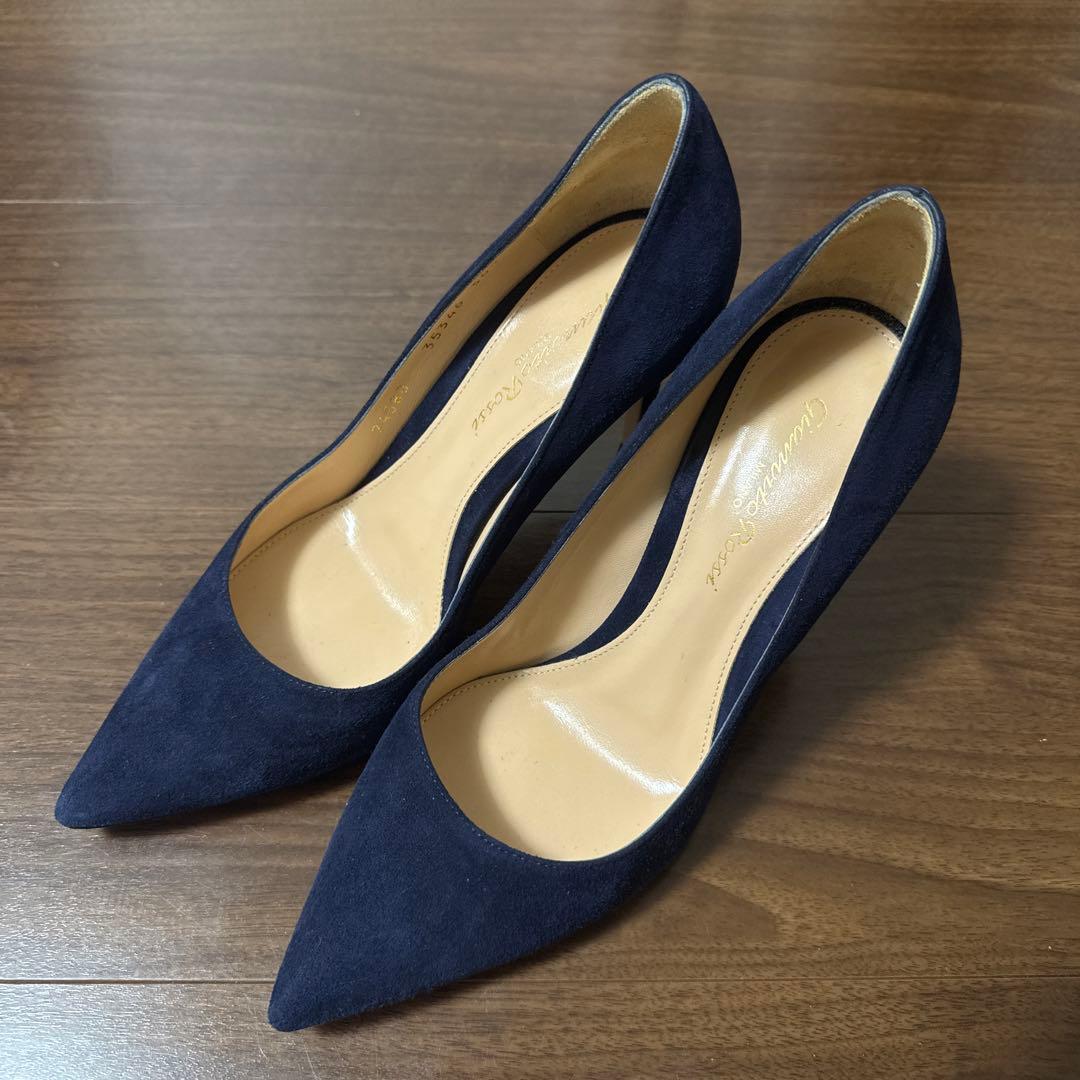 Gianvito Rossi ネイビー スエードパンプス 紺 セレモニー