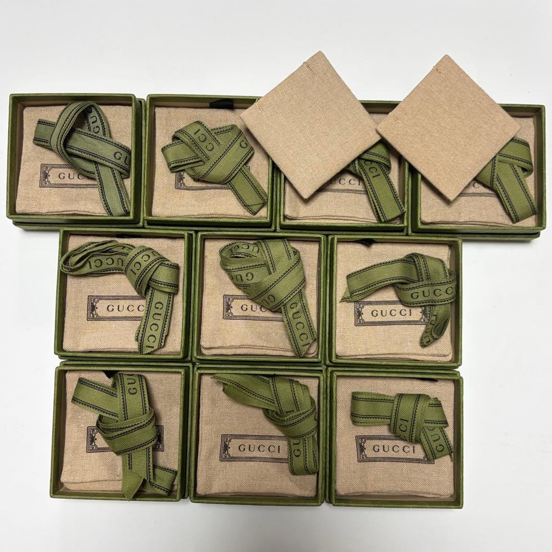 美品　グッチ　保存袋　空箱　10個セット　アクセサリー入れ 現行品　緑　麻