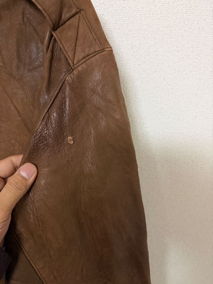 80s エディーバウアー　レザージャケット　古着　A-2 ブルゾン　ブラウン　茶