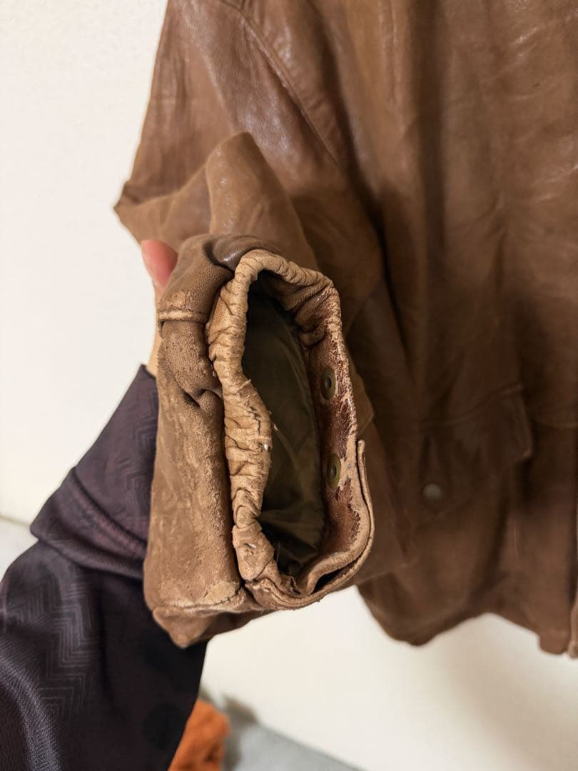 80s エディーバウアー　レザージャケット　古着　A-2 ブルゾン　ブラウン　茶