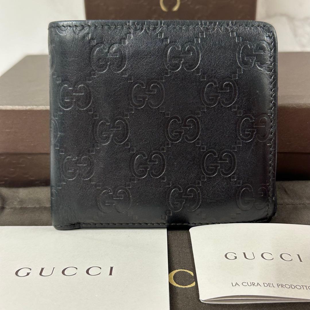 新品同様‼️ グッチ　GUCCI 財布　二つ折り　折り財布　シマレザー