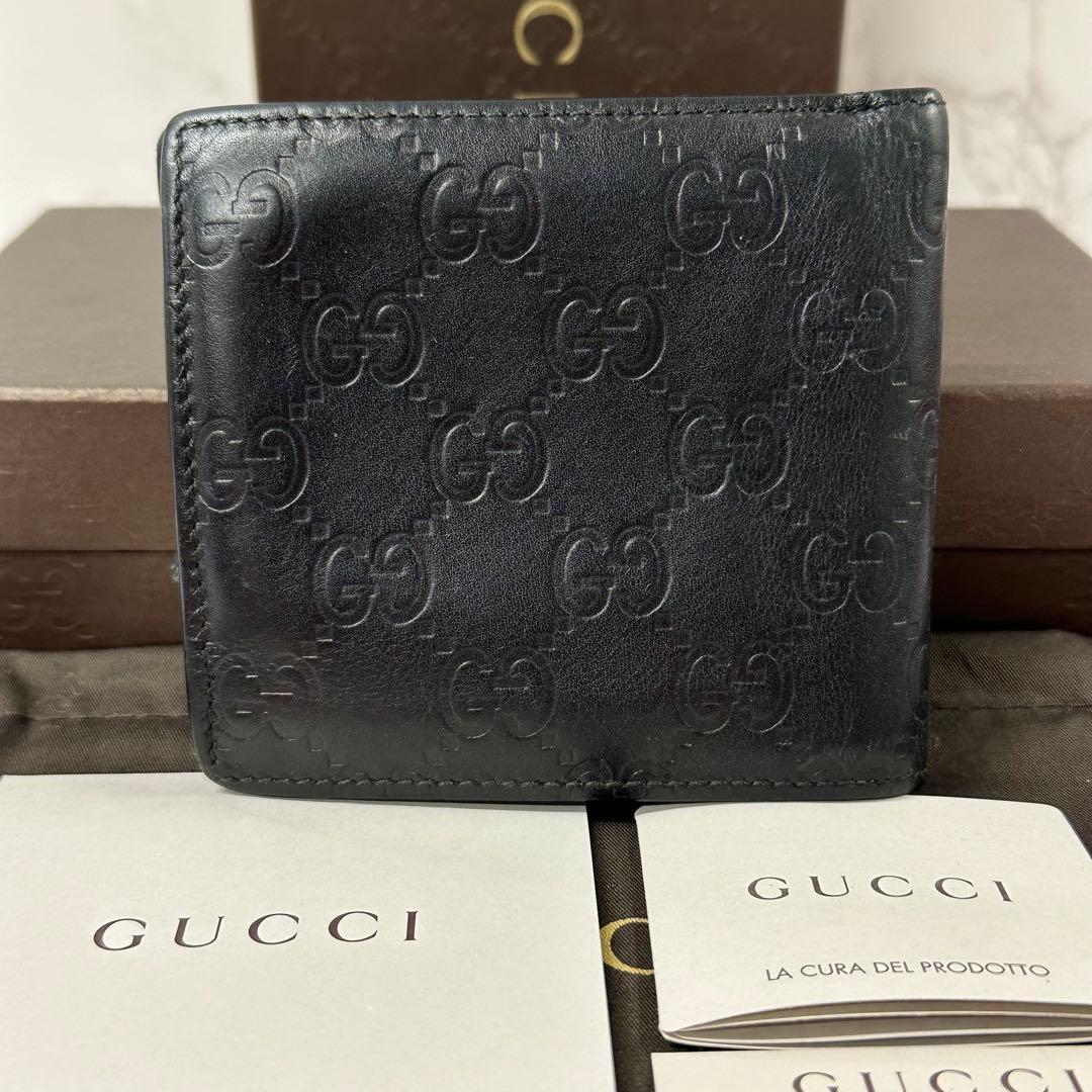 新品同様‼️ グッチ　GUCCI 財布　二つ折り　折り財布　シマレザー