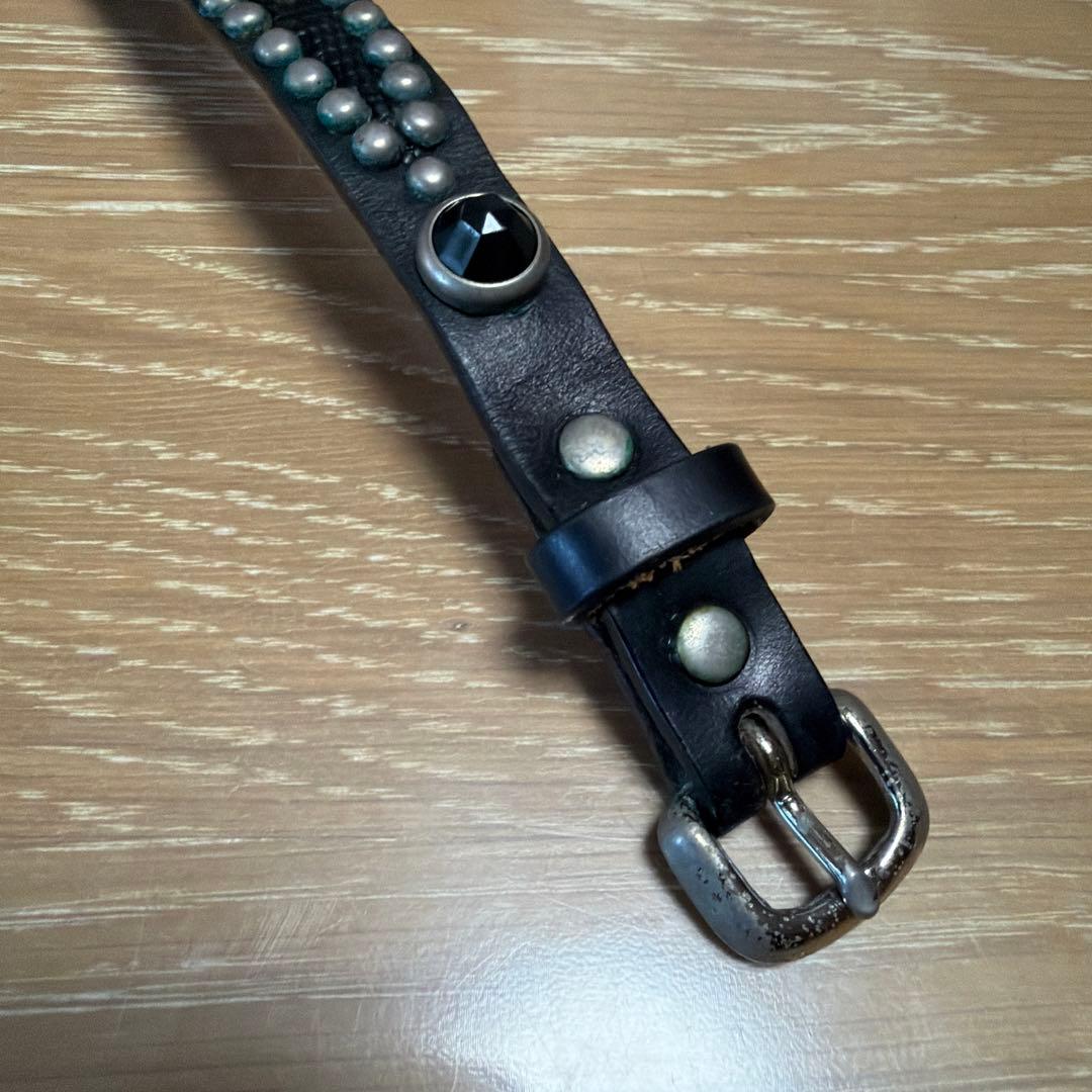 WOLF'S HEAD ウルフズヘッド15ミリ　スタッズ付き黒レザーバング