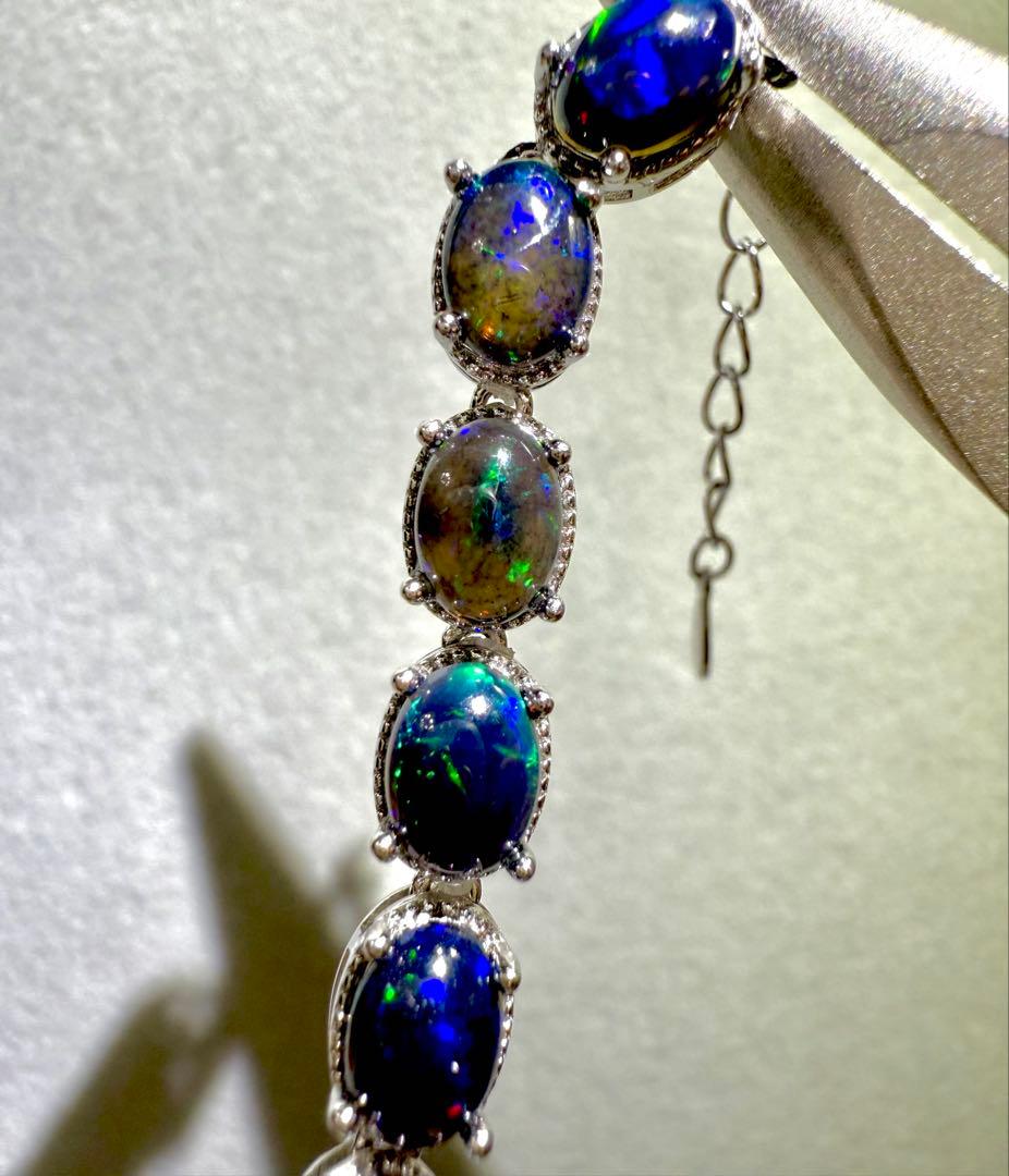 SV925 ブラックオパール　オーバル　ブレスレット　7×5㎜　19㎝　B