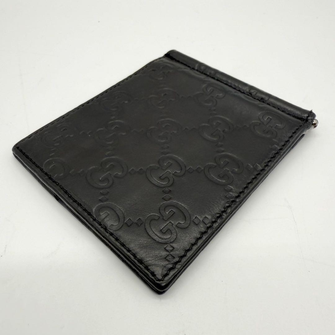 ✨美品✨グッチ マネークリップ 札入れ 財布 シマレザー GG柄 ブラック