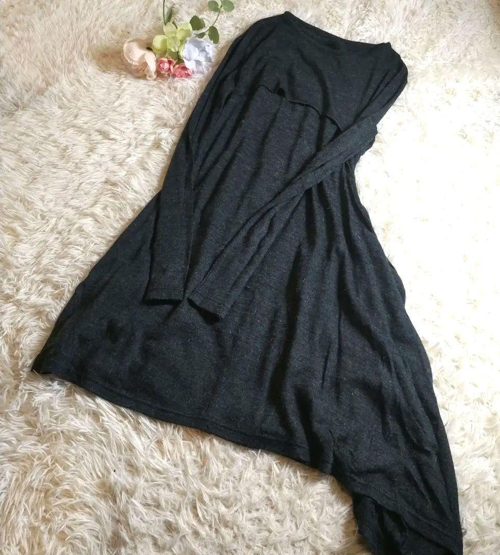 良品　Y's（ワイズ）変形デザインワンピース ブラックグレー　M