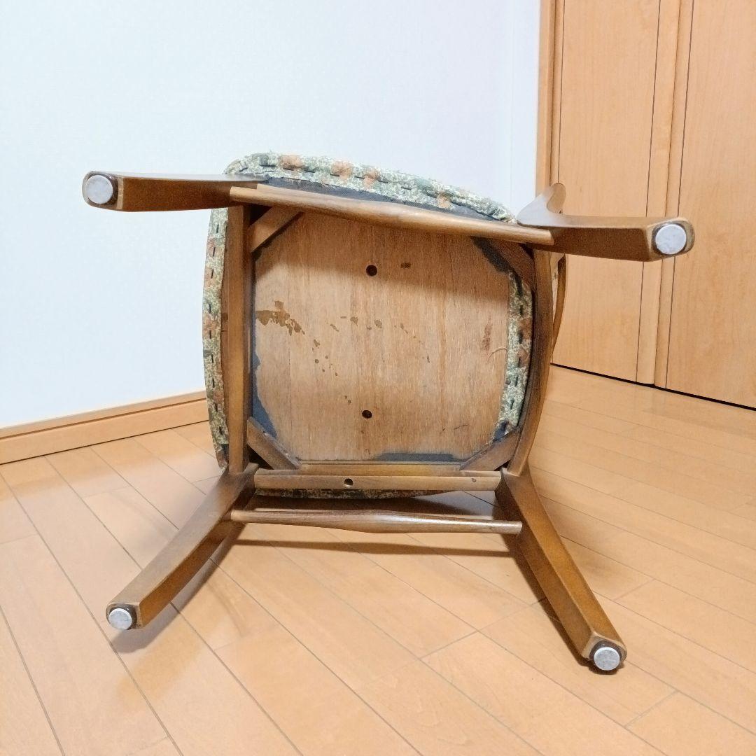 カリモク　コロニアル　ダイニングチェア　ジャガード　レトロ　花柄　ヴィンテージ