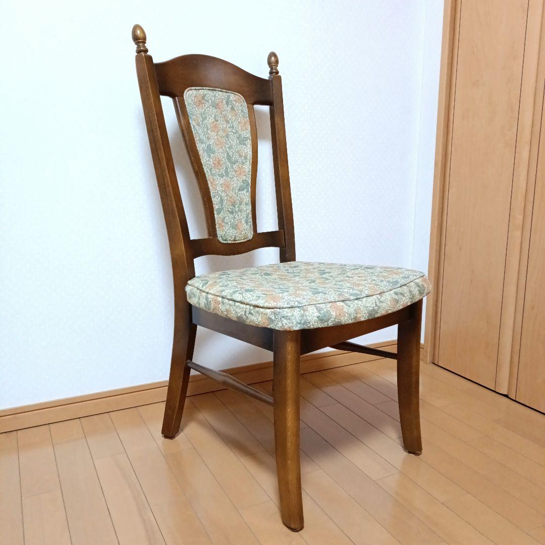カリモク　コロニアル　ダイニングチェア　ジャガード　レトロ　花柄　ヴィンテージ