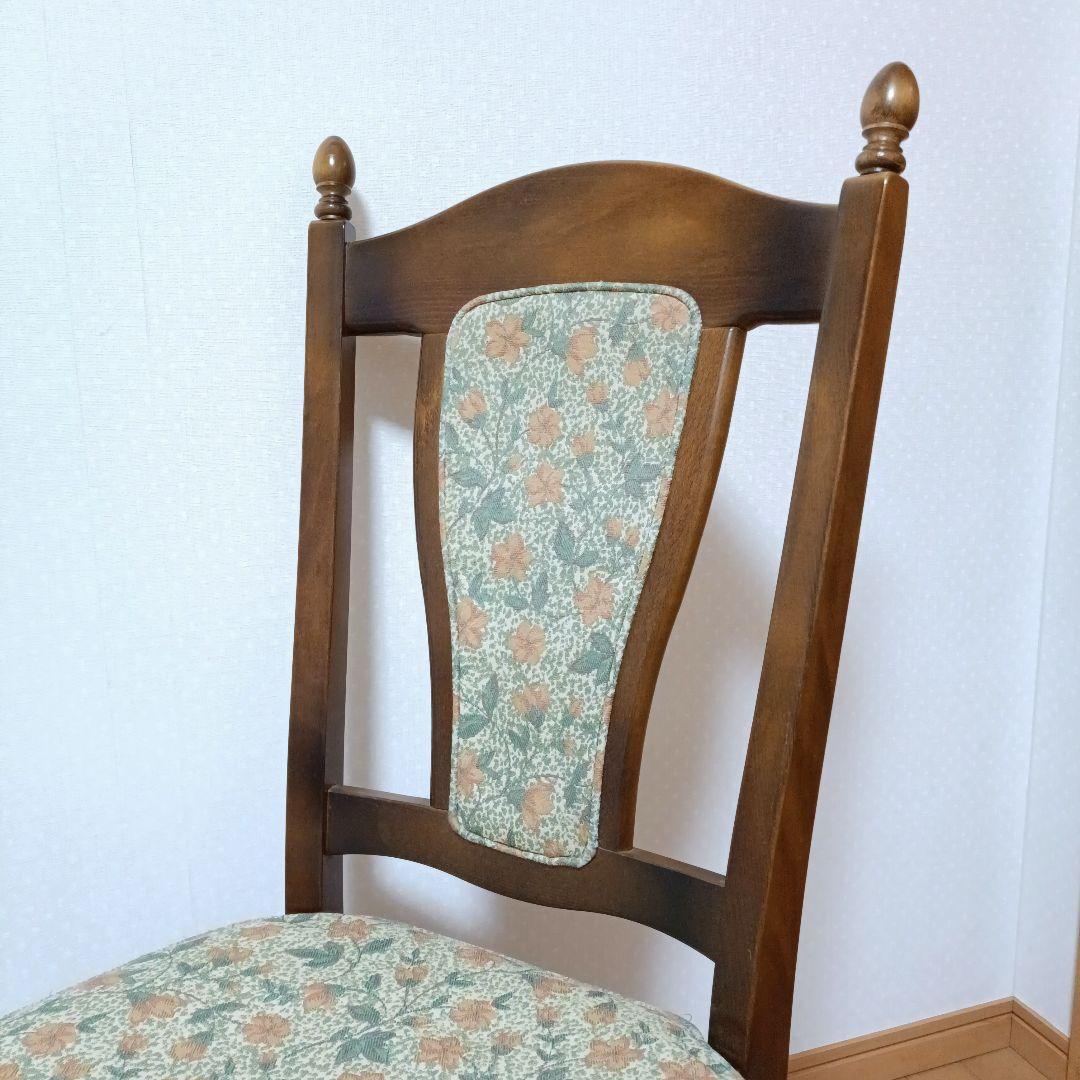 カリモク　コロニアル　ダイニングチェア　ジャガード　レトロ　花柄　ヴィンテージ