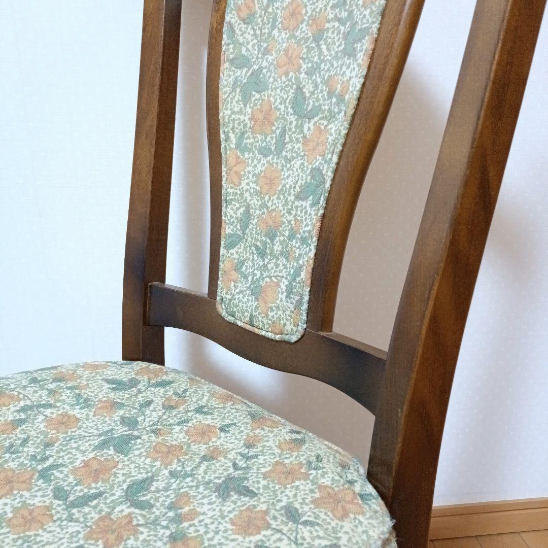 カリモク　コロニアル　ダイニングチェア　ジャガード　レトロ　花柄　ヴィンテージ