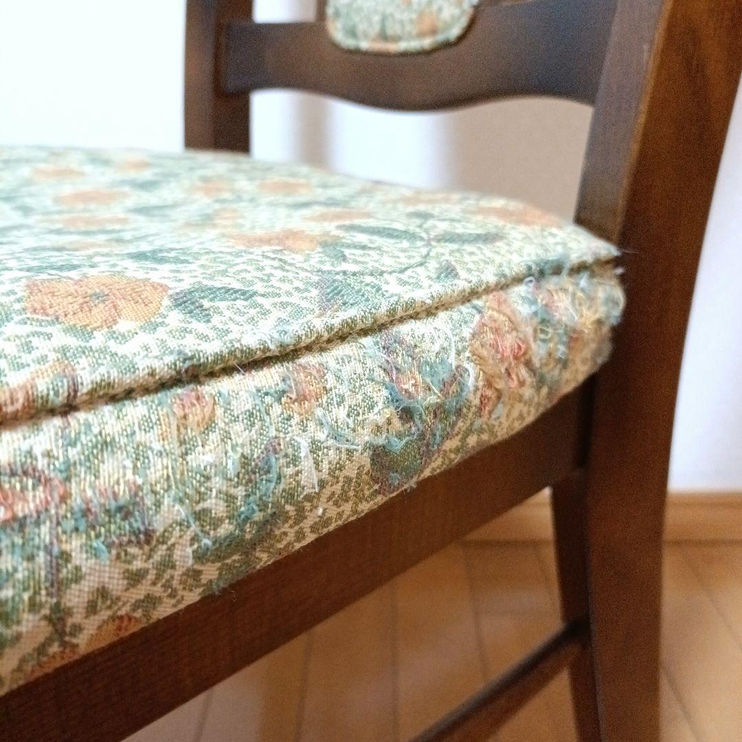 カリモク　コロニアル　ダイニングチェア　ジャガード　レトロ　花柄　ヴィンテージ