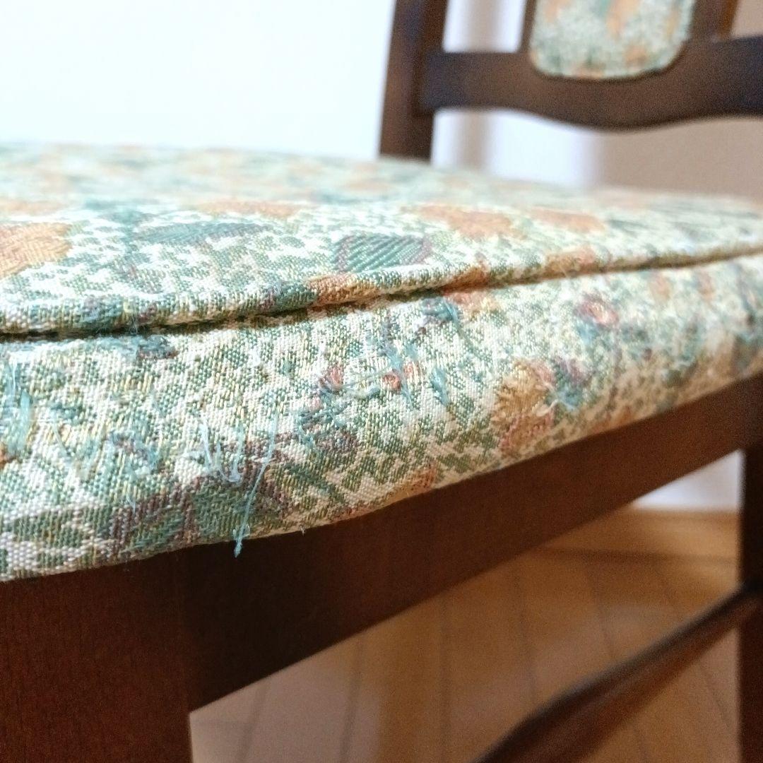 カリモク　コロニアル　ダイニングチェア　ジャガード　レトロ　花柄　ヴィンテージ