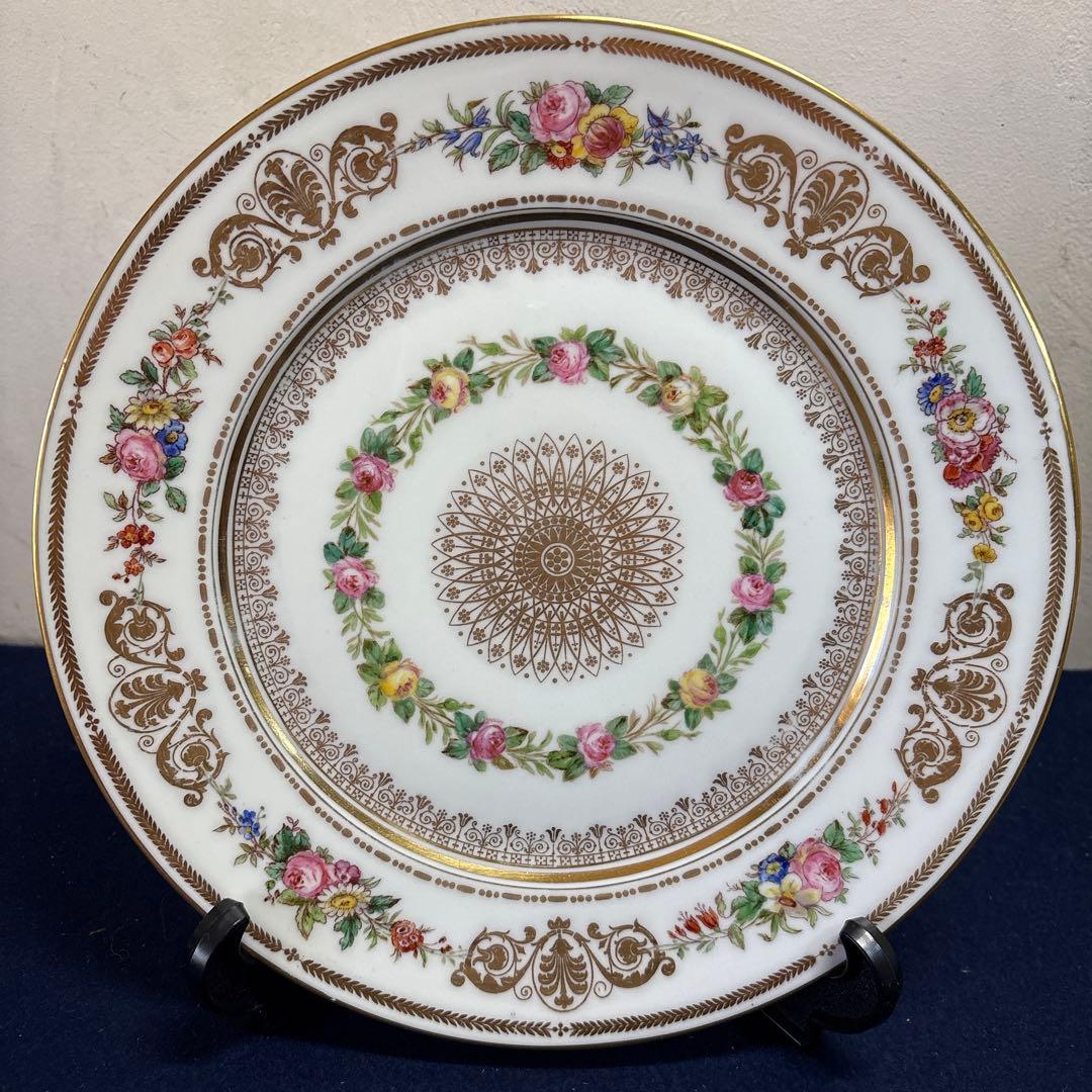 セーブル　SEVRES 金彩花柄プレート　24.8cm
