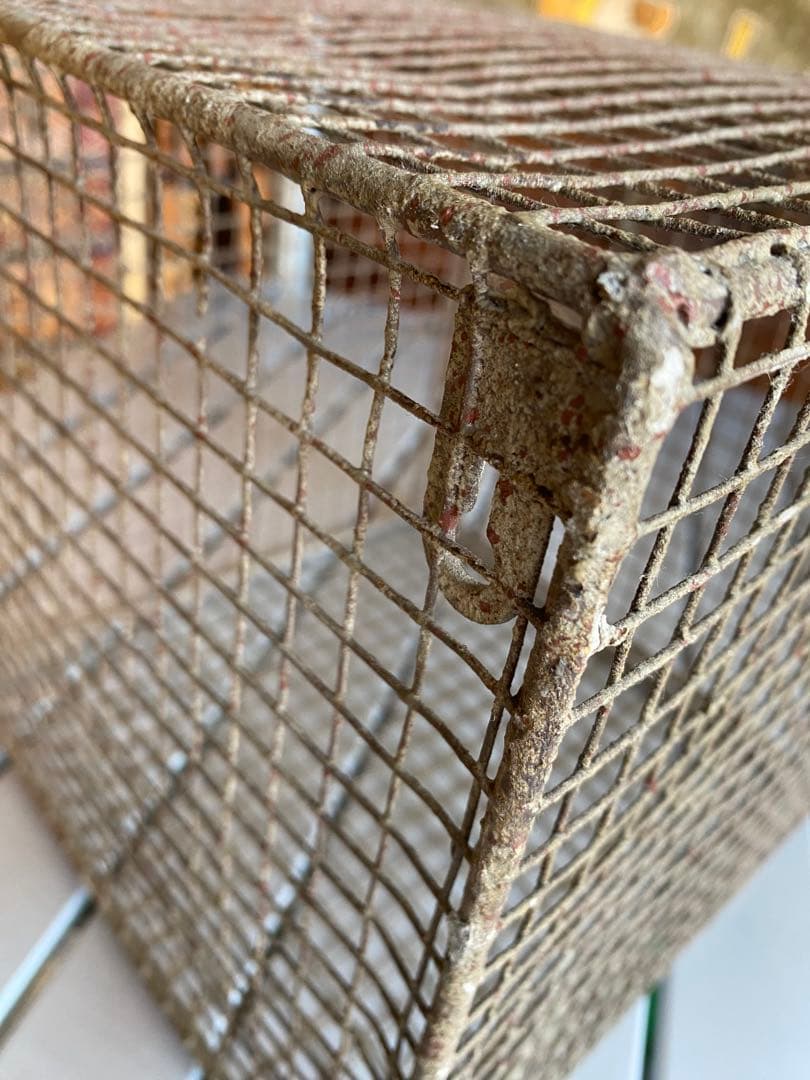 メッシュボックス　ワイヤーかご　壁掛け　鳥籠　アンティーク　サビサビ　ラック