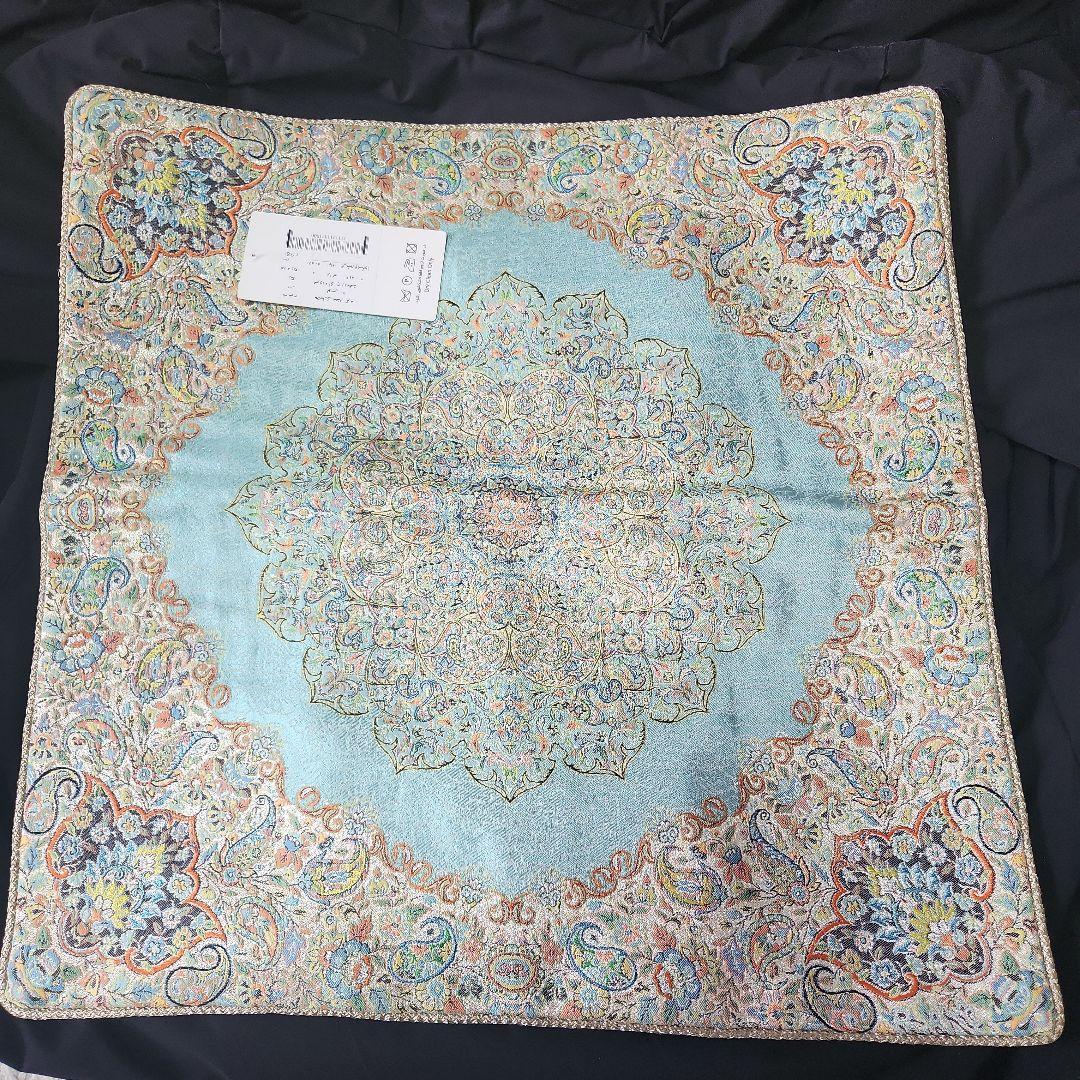 イラン製 水色 クッションカバー 約47cmセット
