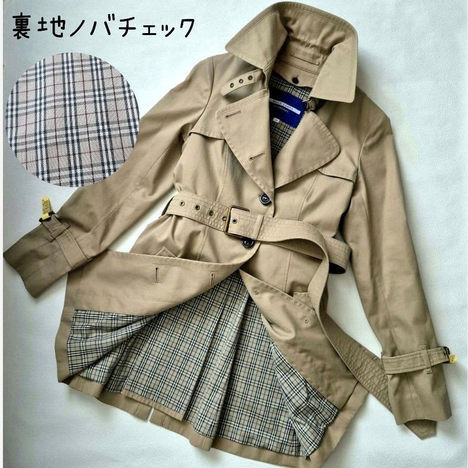 美品✨バーバリーブルーレーベル　トレンチコート　ノバチェック　ミドル丈　38
