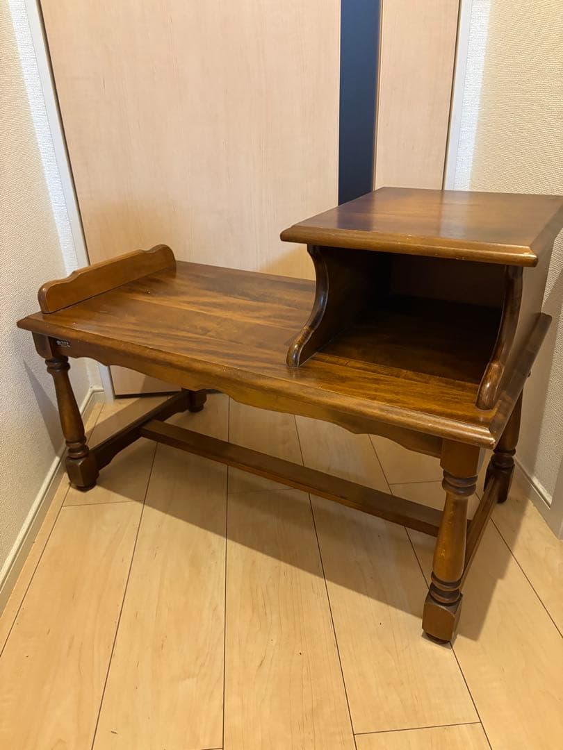 カリモクコロニアル テレフォンベンチ 電話台 いす サイドテーブル 花台 飾り棚