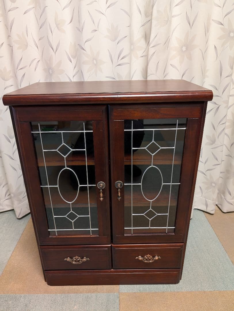 木製　キャビネット　扉　引き出し付　インテリア