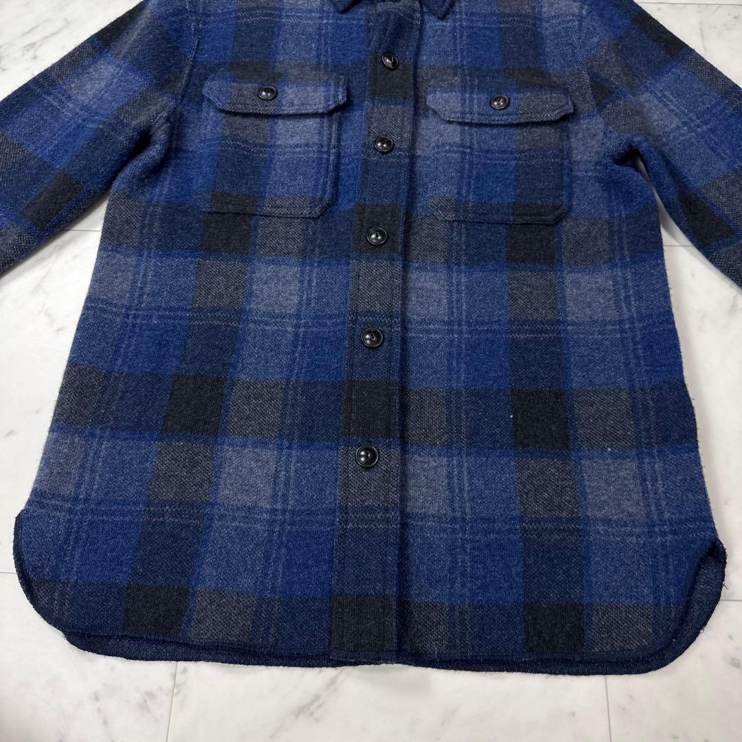RRL カシミヤ ウール シャツジャケット バッファローチェック 青系 Sサイズ