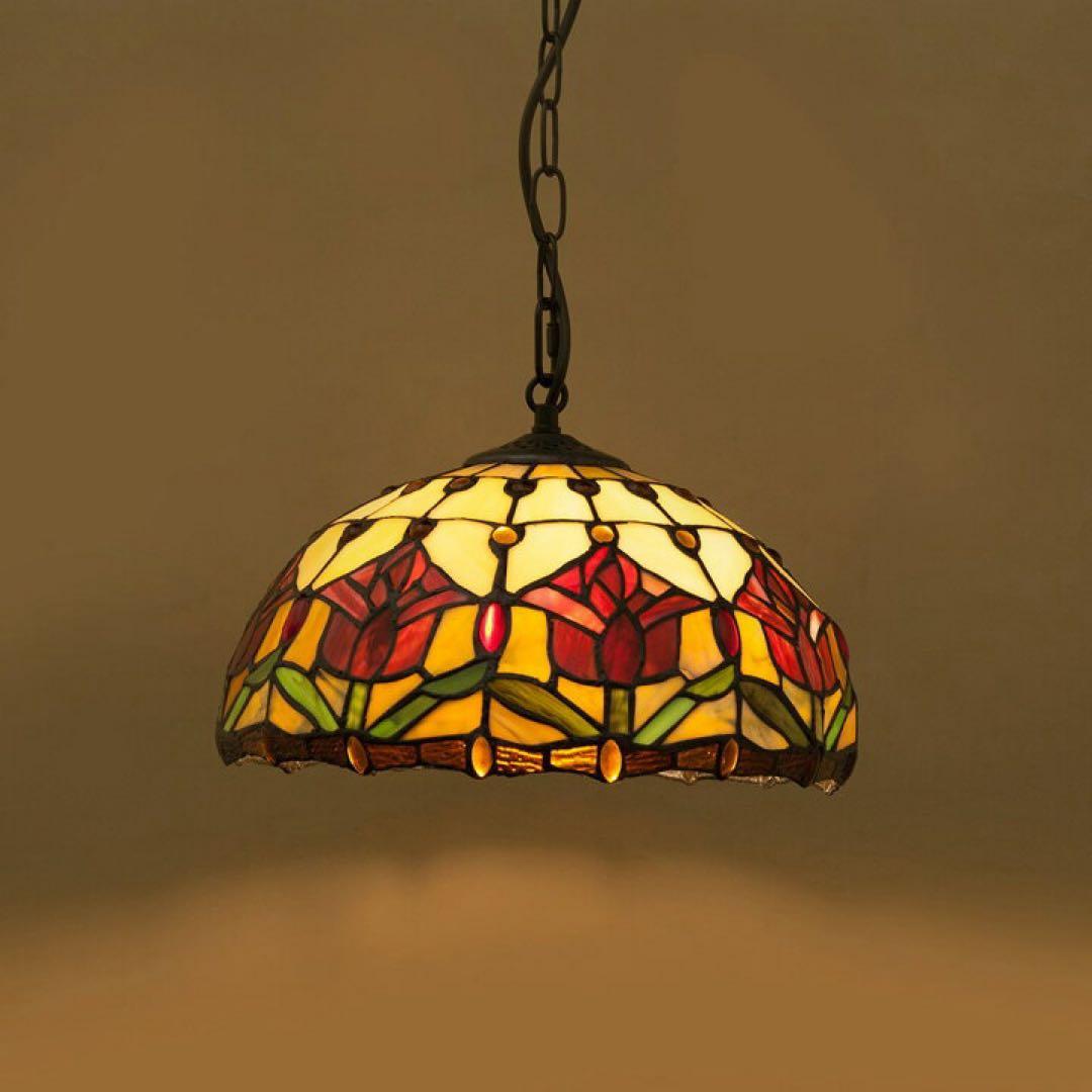 チューリップ　ステンドグラス　ペンダントランプ