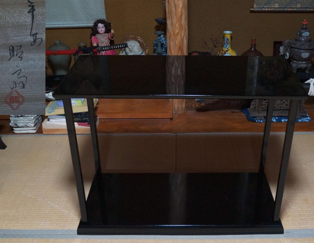 茶道具 塗師 平安昭斎造 真台子 木製漆塗り 美品 共箱