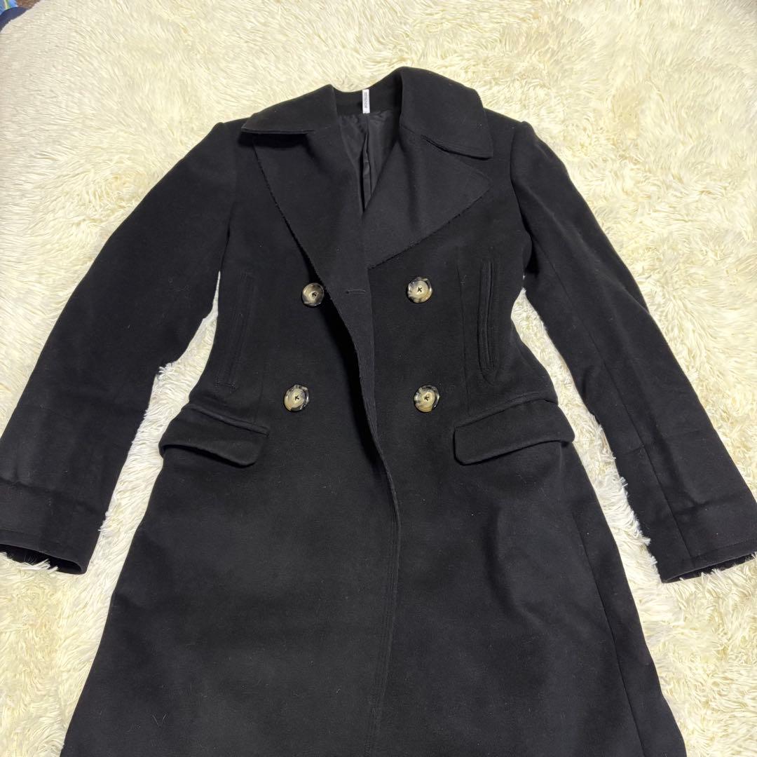 【美品】ヘルムートラング カシミヤ混 ロングコート ダブル イタリア生地 黒 2