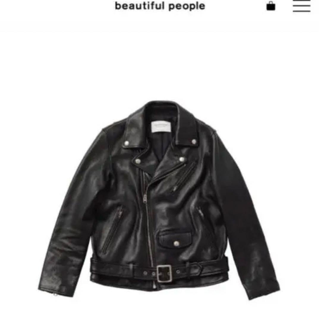 美品　beautiful people ダブルライダースジャケット 黒　160