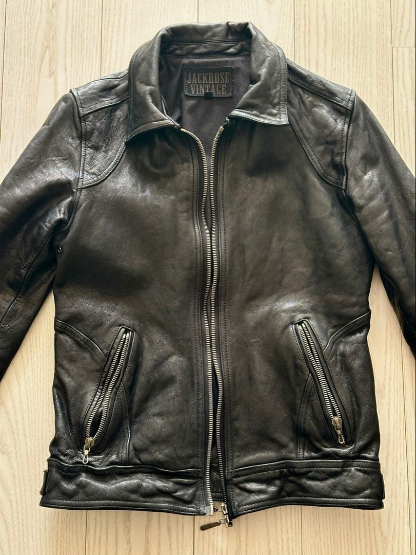 ジャックローズ ヴィンテージ 加工 ライダース ブラック レザー 山羊革