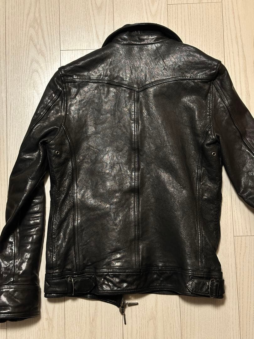 ジャックローズ ヴィンテージ 加工 ライダース ブラック レザー 山羊革