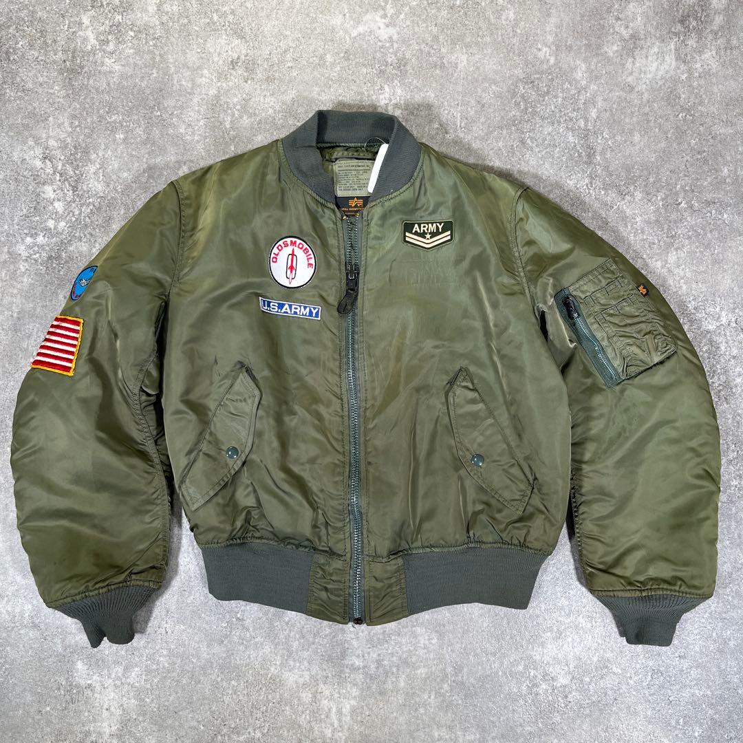 90s USA製　アルファ　ワッペン　MA-1 L フライトジャケット　米国製