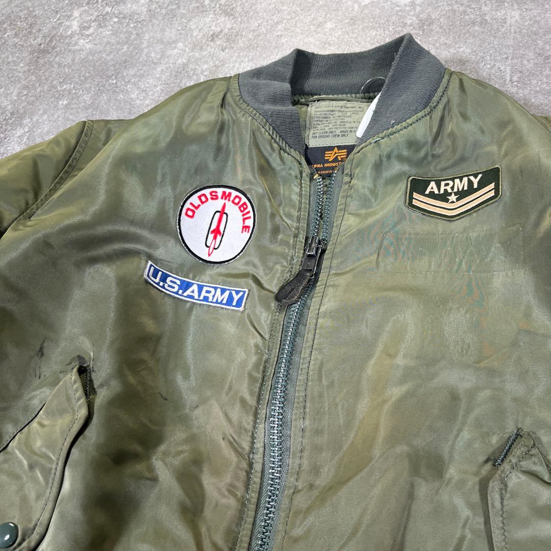 90s USA製　アルファ　ワッペン　MA-1 L フライトジャケット　米国製