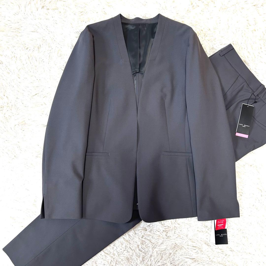 【未使用タグ付】AOKI×Oggi ストレッチノーカラージャケット パンツセット