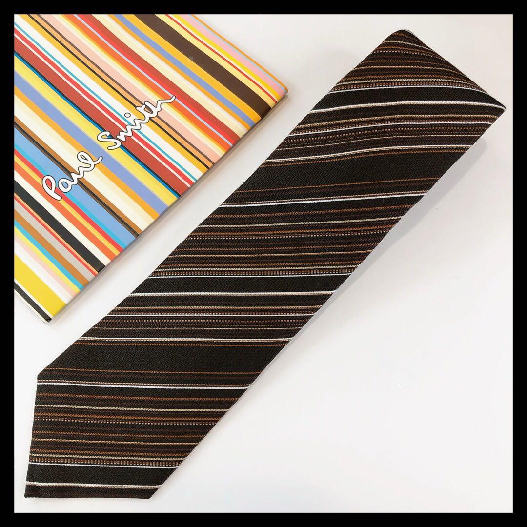 【新品】ポールスミス ネクタイ ストライプ柄 ブラウン系