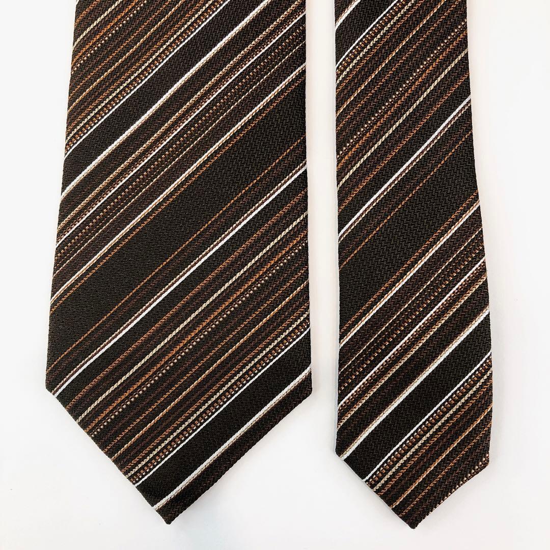 【新品】ポールスミス ネクタイ ストライプ柄 ブラウン系