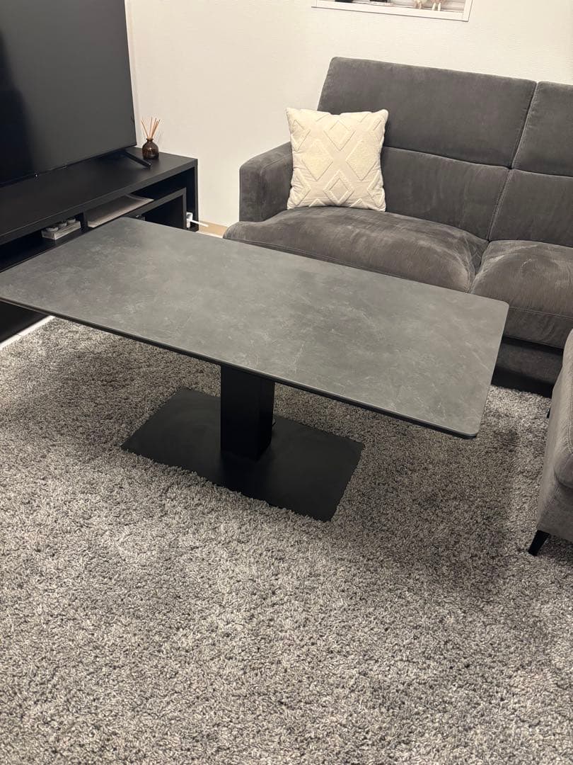 【kenken】ダイニングテーブ　ニトリ昇降式大理石セラミック　グレー