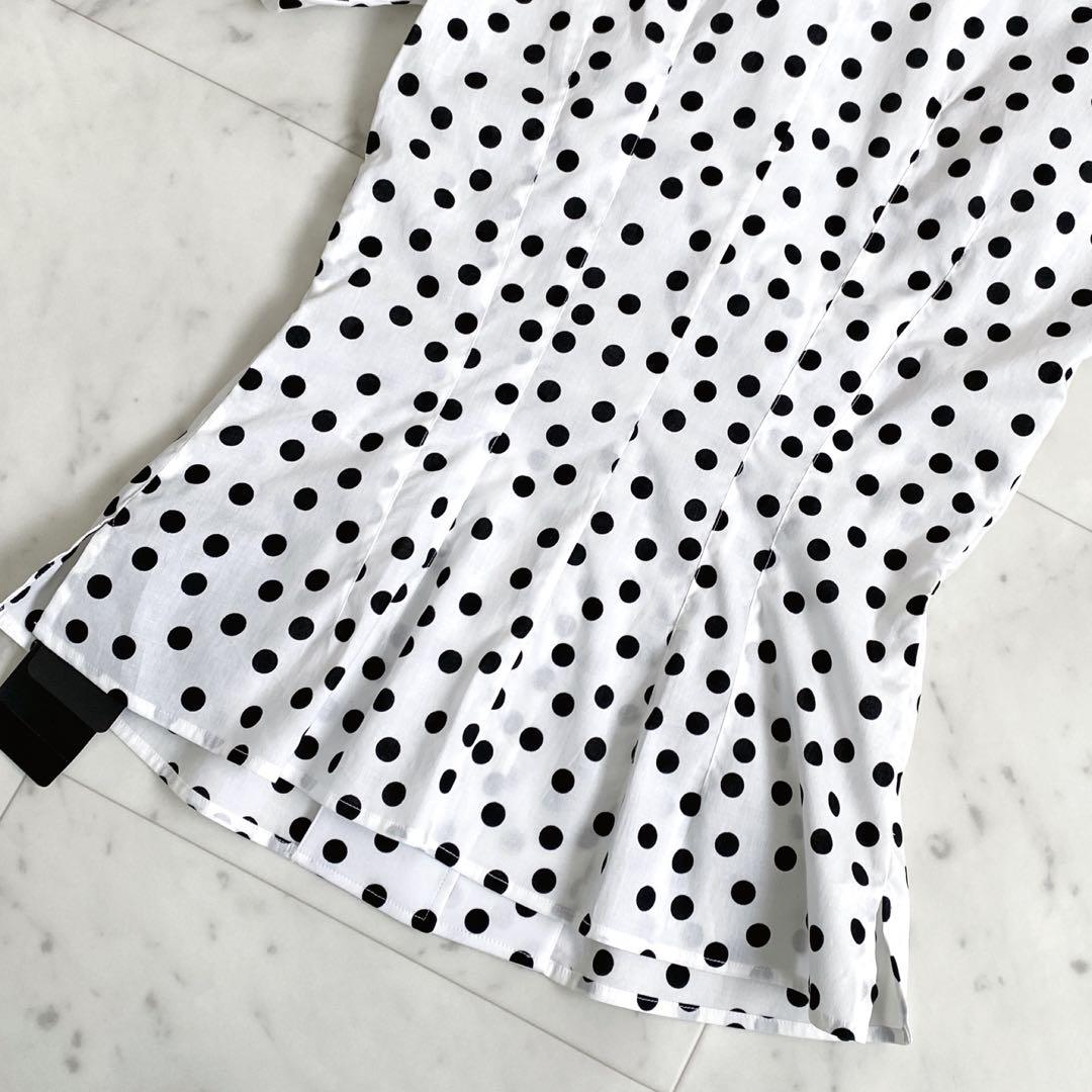 新品未使用【ドルチェ&ガッバーナ】　ドットパフスリーブ半袖ブラウス　36