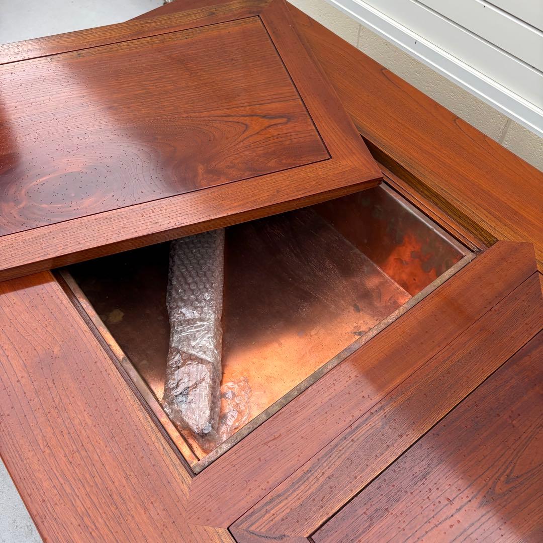 最高級　囲炉裏テーブル　昭和レトロ 火鉢 古民家家具　希少 引き出し 木製　組木