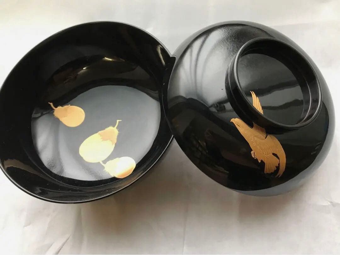 蒔絵持椀(一富士二鷹三茄子)十客揃