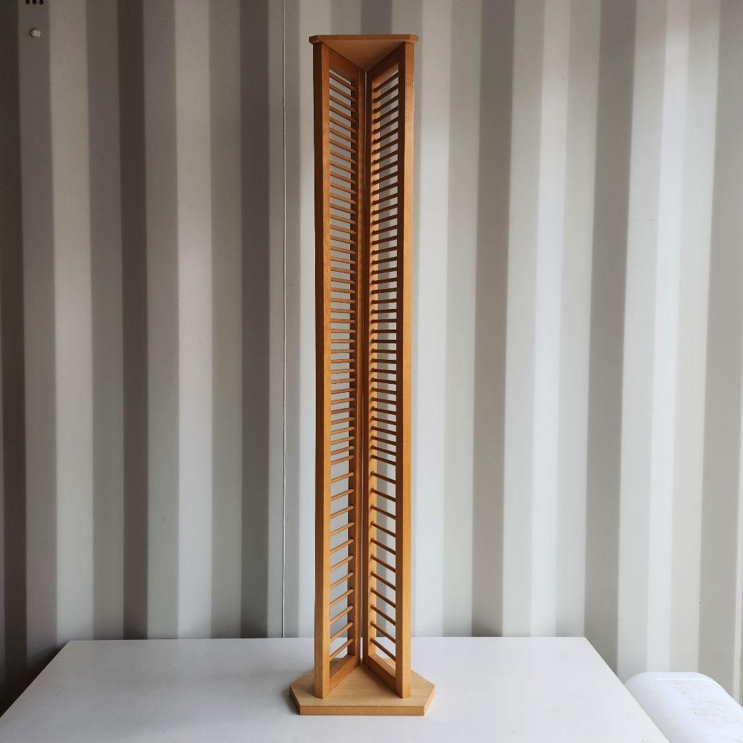 希少 ヴィンテージ 木製　CDラック CDタワー 128.5cm 天然木