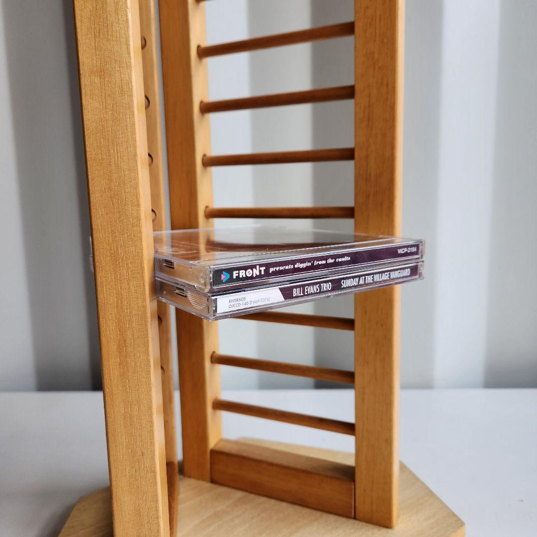 希少 ヴィンテージ 木製　CDラック CDタワー 128.5cm 天然木