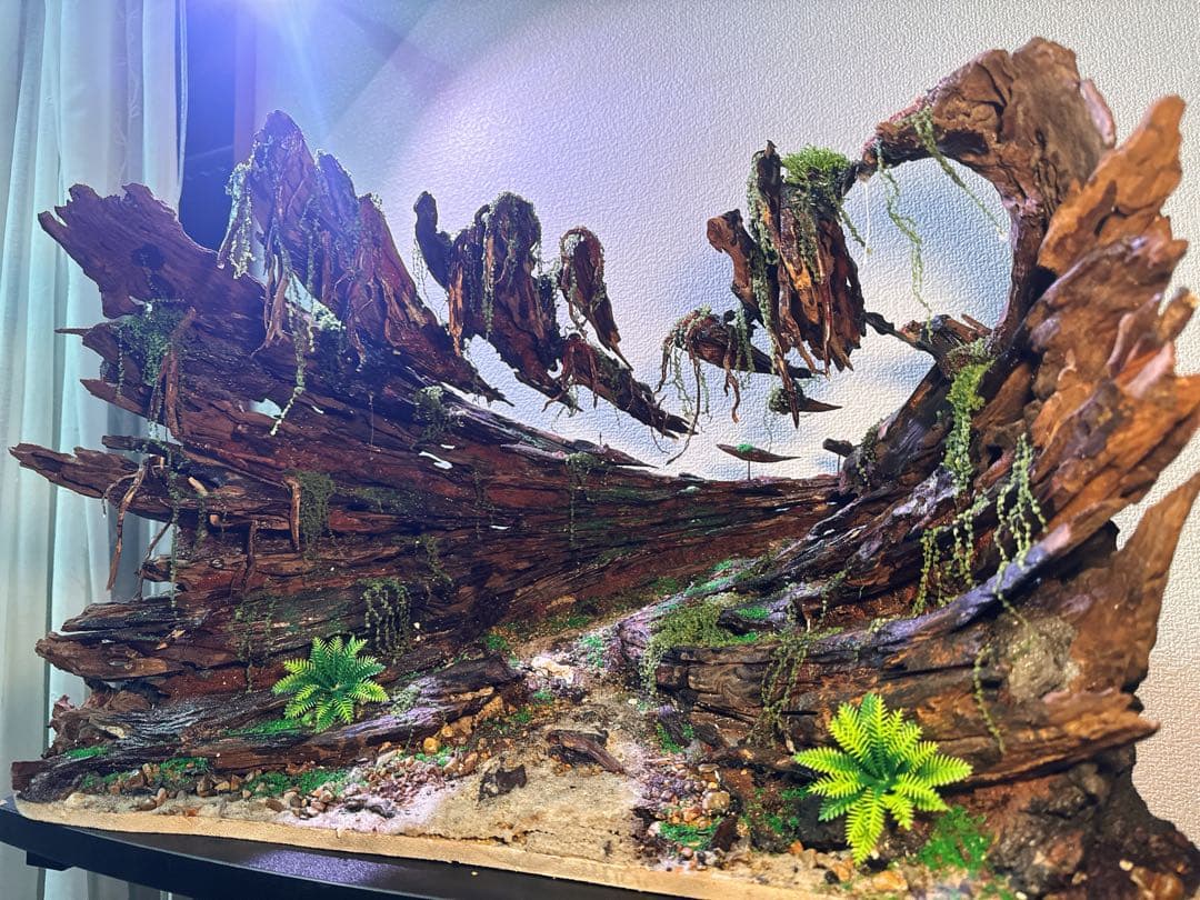 【マツヨシワールド】熟練職人手作り流木アクアスケープ 渓谷と浮遊雲群 手入れ不要