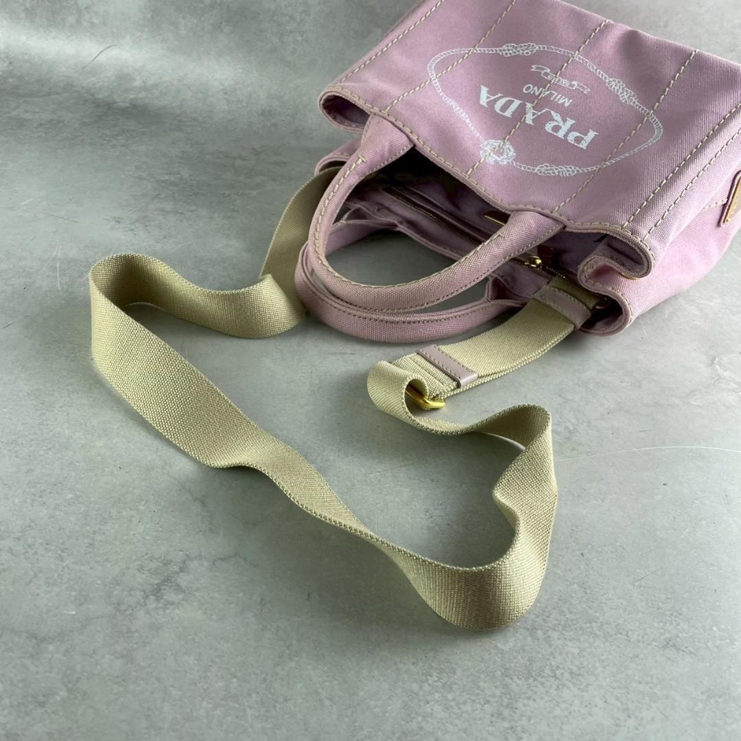 希少美品PRADA プラダ CANAPA カナパ ピンク トートバッグ ２way