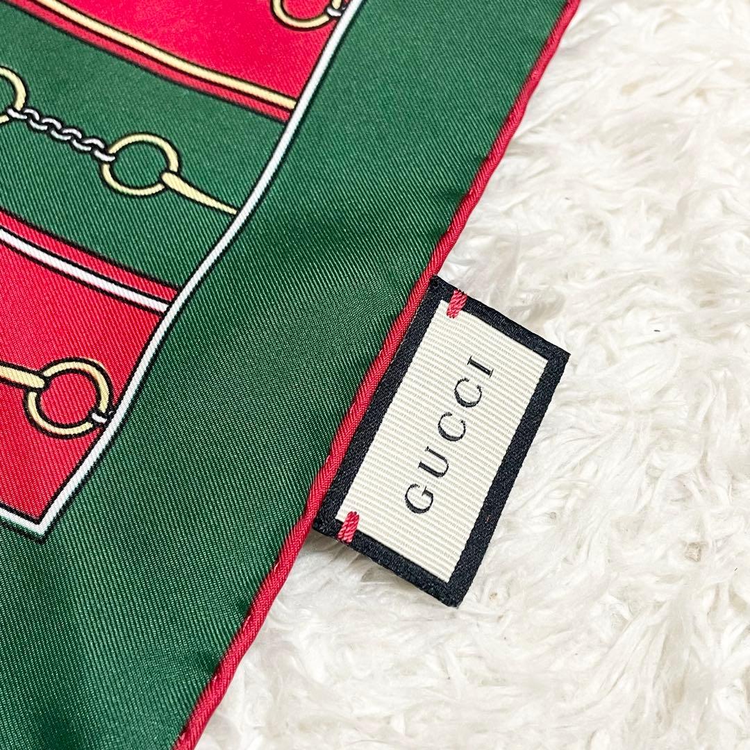 未使用級☆グッチ スカーフ ホースビット 箱・リボン付き シルク100%