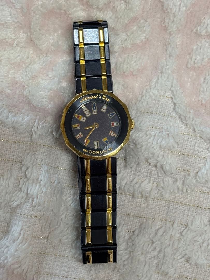 CORUM アドミラルズカップ クォーツ 18金 ガンブルー コンビ 動作良好