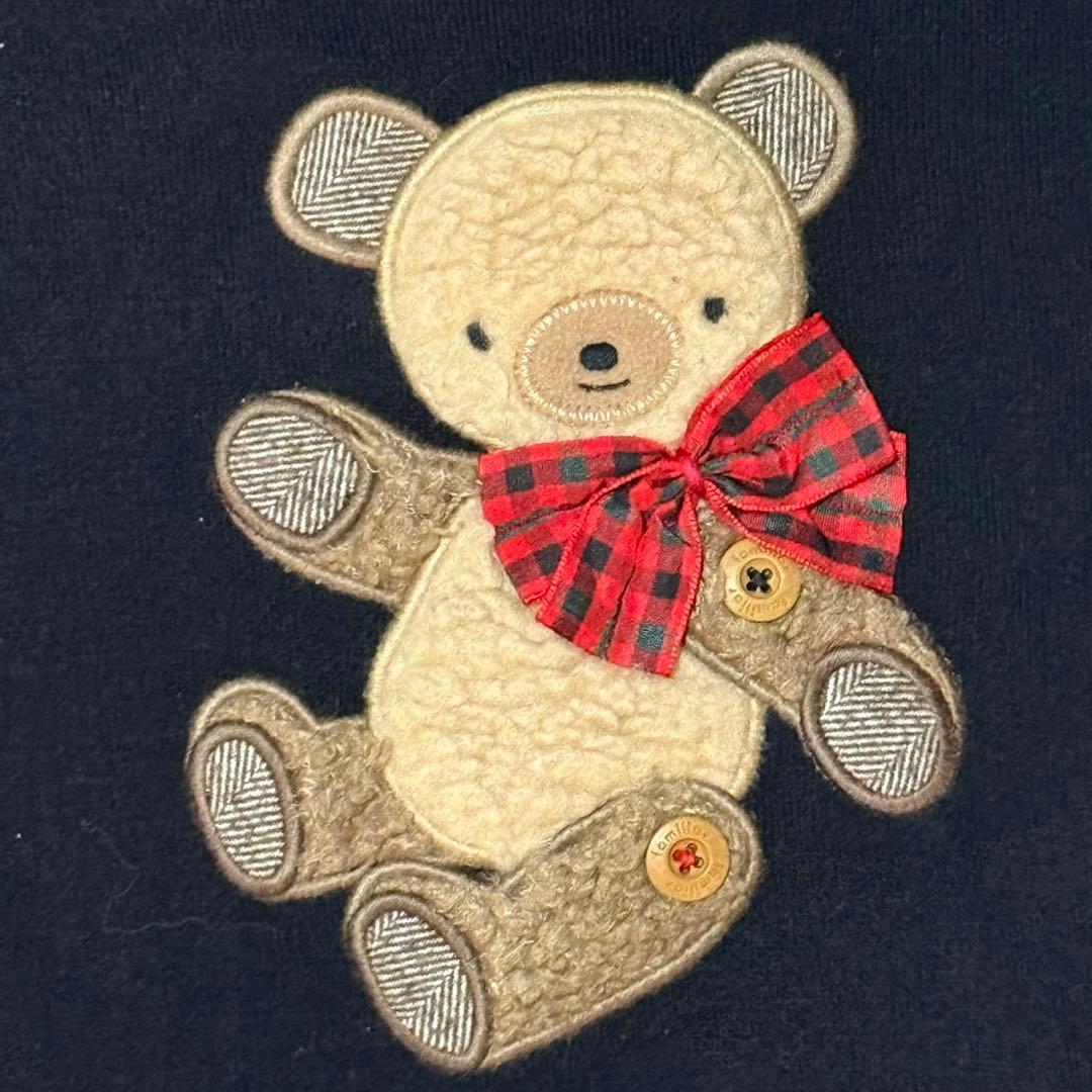 ファミリア familiar 90 ニット ワンピース 長袖 クマ 刺繍