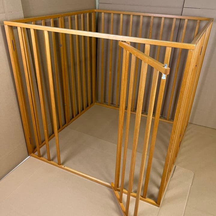 〈天然木〉大型犬、中型犬用ゲージ　犬小屋　折り畳み　サークル　ナチュラル