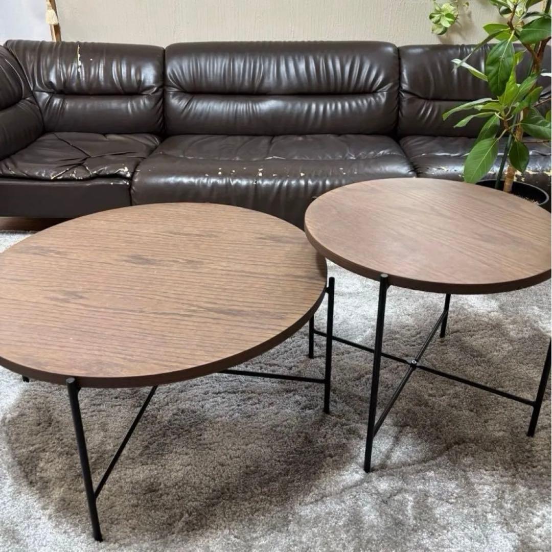 ニトリ　円形テーブルセット　ヴェルカー7050 ミドルブラウン