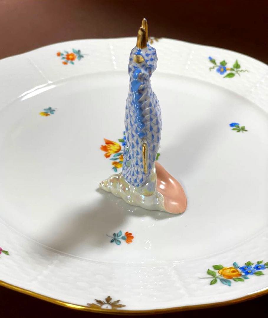 HERENDヘレンドフィギュリンたつのおとしごタツノオトシゴ竜の落とし子青未使用