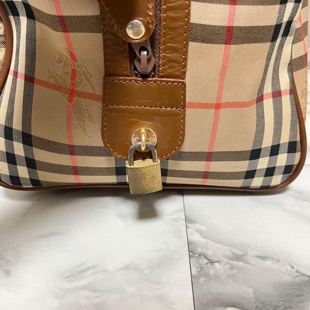 【美品】バーバリー　ボストンバッグ　月桂樹　ノバチェック　シャドーホース