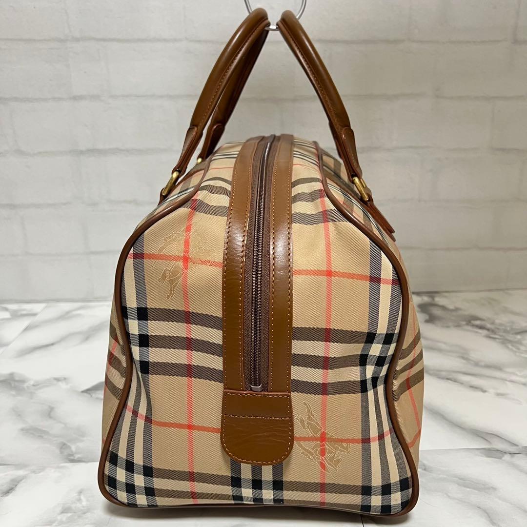 【美品】バーバリー　ボストンバッグ　月桂樹　ノバチェック　シャドーホース